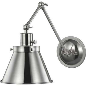 1 Light 120 volt Brushed Nickel Steel Shade Swing Arm Light Fixture 1