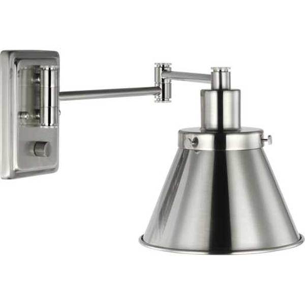 1 Light 120 volt Brushed Nickel Shade Swing Arm Light Fixture 1