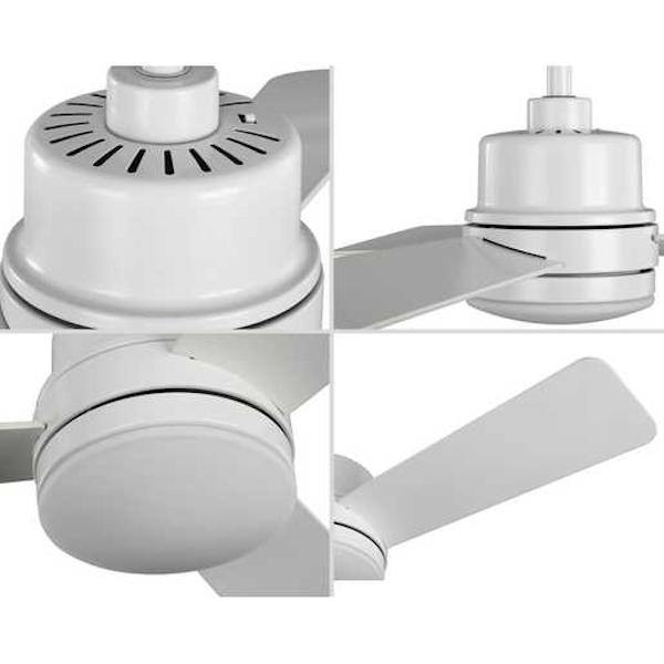 44" White 3 Silver Blade Remote Control LED Ceiling Fan 3