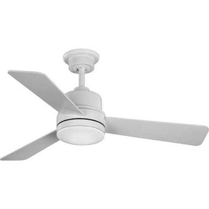 44" White 3 Silver Blade Remote Control LED Ceiling Fan 1