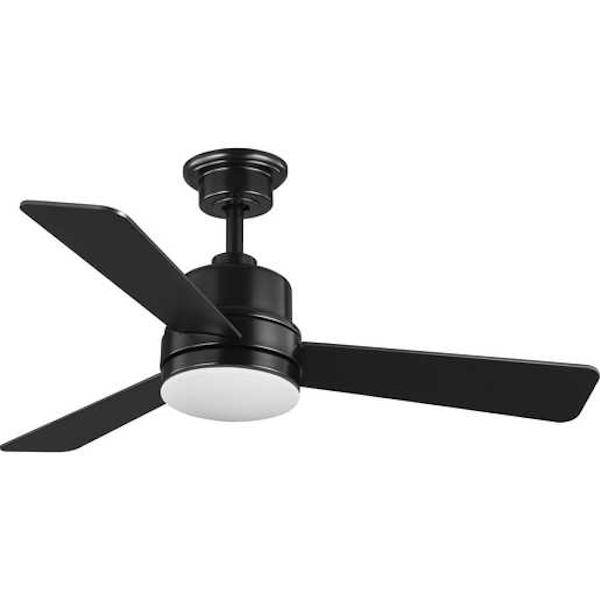 44" Black 3 Matte Black Blade Remote Control LED Ceiling Fan 1