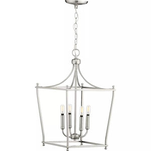 4 Light Brushed Nickel Finish Open Cage Design Pendant Light Fixture 2