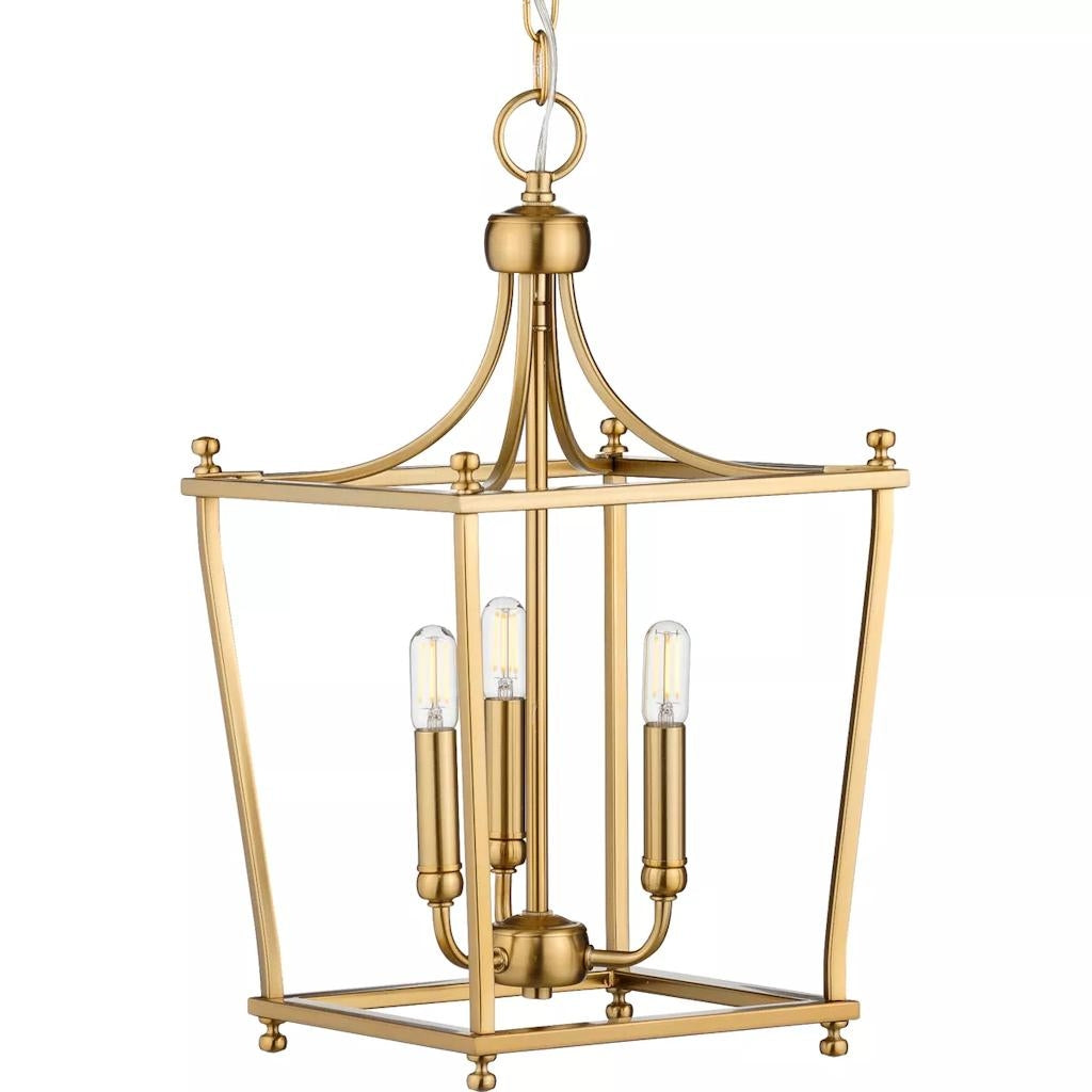 3 Light Brushed Bronze Finish Open Cage Design Pendant Light Fixture 1