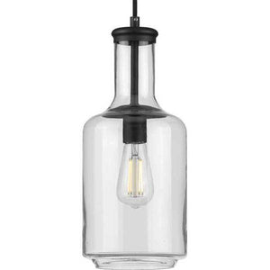 1 Light Matte Black Clear Glass Shade Dimmable Pendant Light Fixture 2