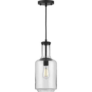 1 Light Matte Black Clear Glass Shade Dimmable Pendant Light Fixture 1