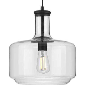 1 Light Matte Black Clear Glass Shade Dimmable Pendant Light Fixture 2