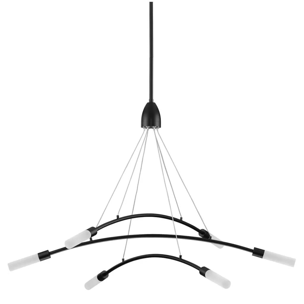 6 Light 25 watt 3000K Natural White Matte Black Frosted Acrylic Dimmable LED Chandelier 1
