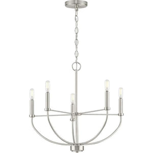 5 Light Brushed Nickel Traditional Style Chandelier Light Fixture 2
