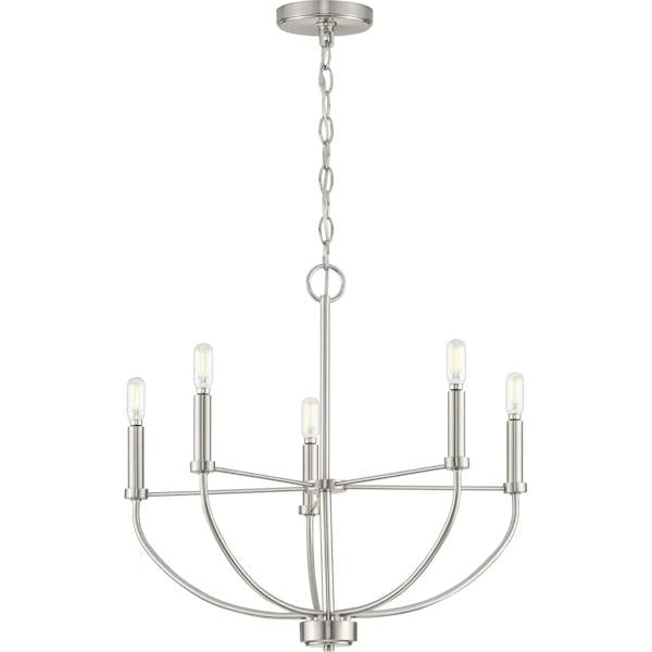 5 Light Brushed Nickel Traditional Style Chandelier Light Fixture 2