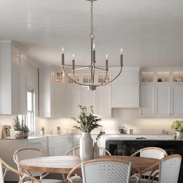 5 Light Brushed Nickel Traditional Style Chandelier Light Fixture 3