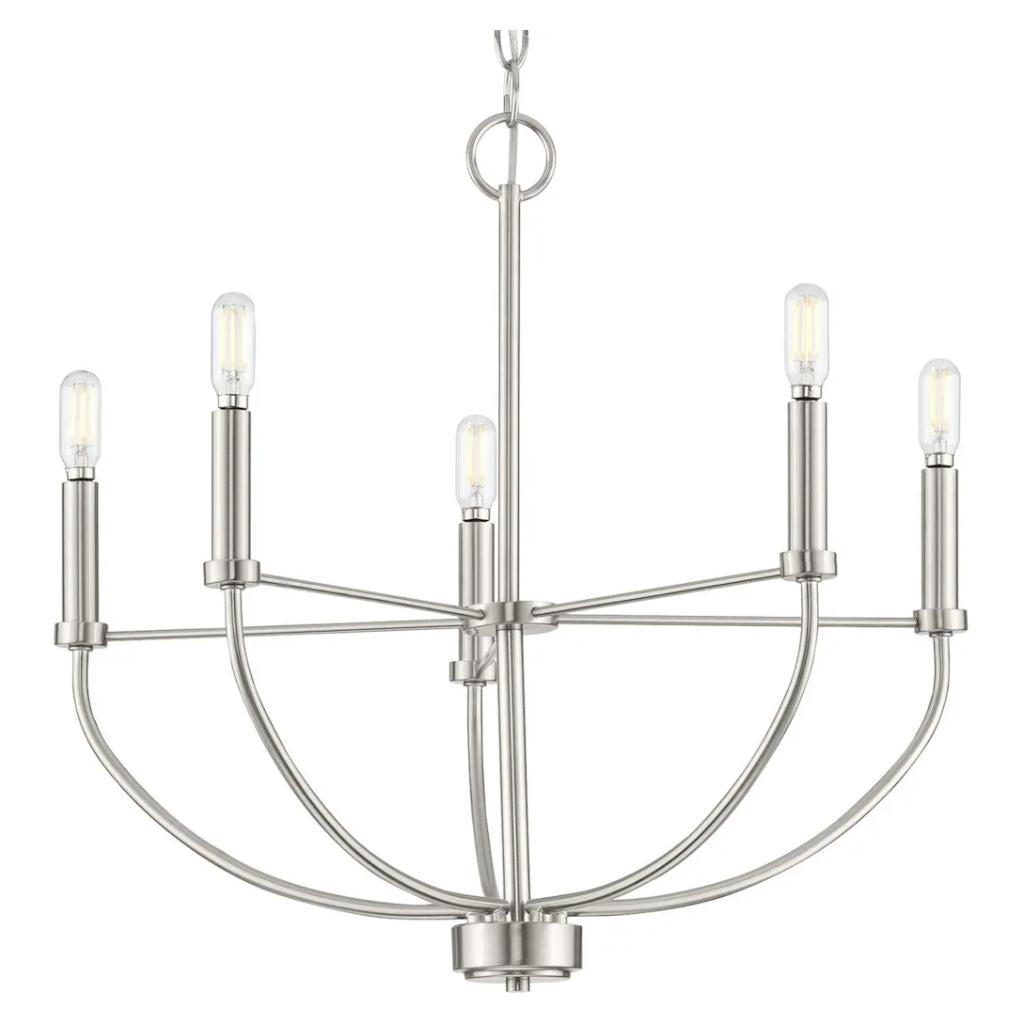 5 Light Brushed Nickel Traditional Style Chandelier Light Fixture 1