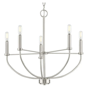 5 Light Brushed Nickel Traditional Style Chandelier Light Fixture 1