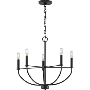 5 Light Matte Black Traditional Style Chandelier Light Fixture 2