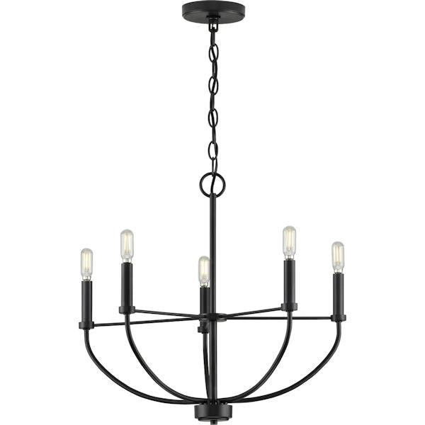 5 Light Matte Black Traditional Style Chandelier Light Fixture 2
