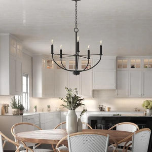 5 Light Matte Black Traditional Style Chandelier Light Fixture 3