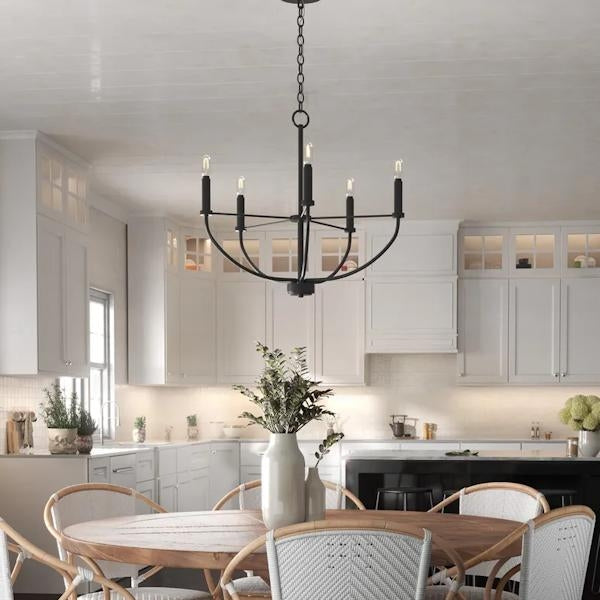 5 Light Matte Black Traditional Style Chandelier Light Fixture 3