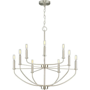 9 Light Brushed Nickel Traditional Style Chandelier Light Fixture 4