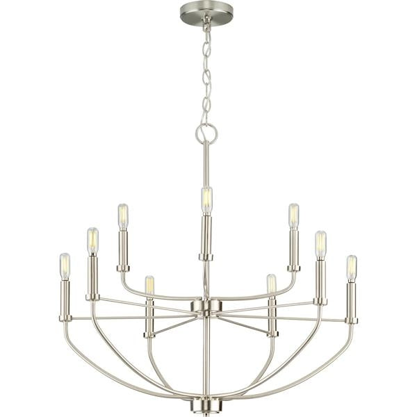 9 Light Brushed Nickel Traditional Style Chandelier Light Fixture 4