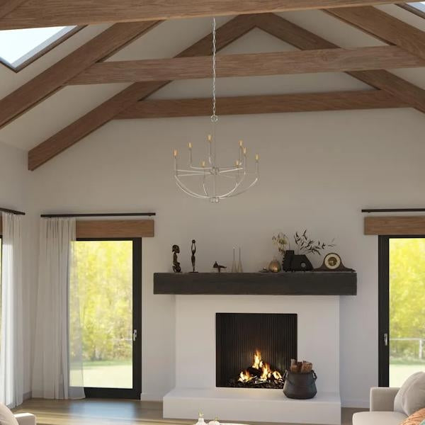 9 Light Brushed Nickel Traditional Style Chandelier Light Fixture 5