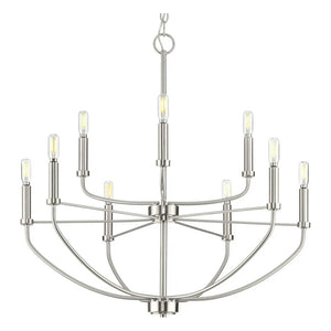 9 Light Brushed Nickel Traditional Style Chandelier Light Fixture 1