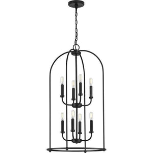 8 Light Matte Black Farmhouse Style Leyden Collection Pendant Light Fixture 2