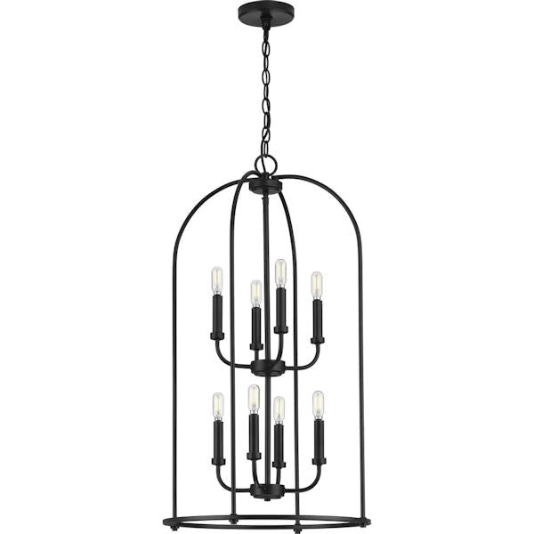 8 Light Matte Black Farmhouse Style Leyden Collection Pendant Light Fixture 2