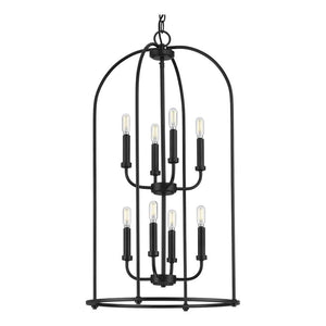 8 Light Matte Black Farmhouse Style Leyden Collection Pendant Light Fixture 1