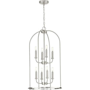 8 Light Brushed Nickel Farmhouse Style Leyden Collection Pendant Light Fixture 2