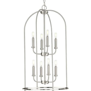 8 Light Brushed Nickel Farmhouse Style Leyden Collection Pendant Light Fixture 1