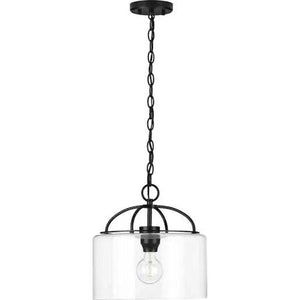 1 Light Matte Black Clear Glass Shade Pendant Light Fixture 2