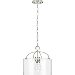 1 Light Brushed Nickel Clear Glass Shade Pendant Light Fixture 2