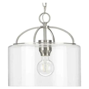 1 Light Brushed Nickel Clear Glass Shade Pendant Light Fixture 1