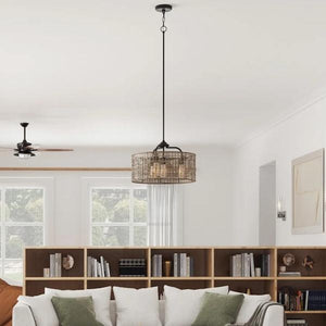 4 Light Matte Black Mocha Accent Dimmable Pendant Light Fixture 3