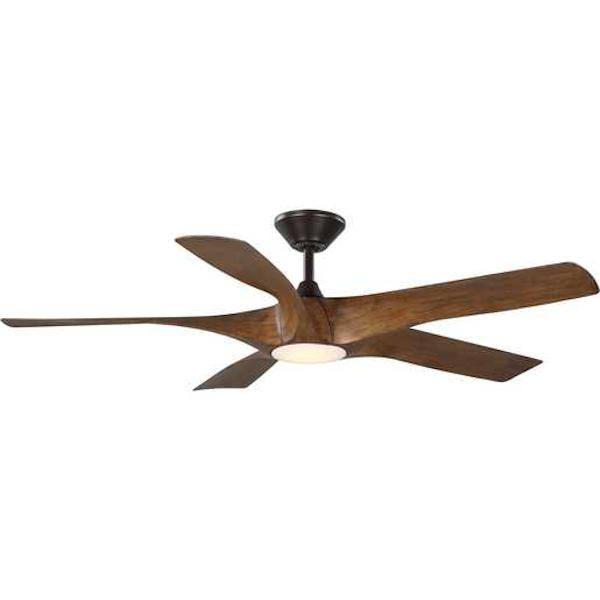 60" Koa Woodgrain 5 Blade Built-In Wifi Control Remote Control LED Ceiling Fan 1