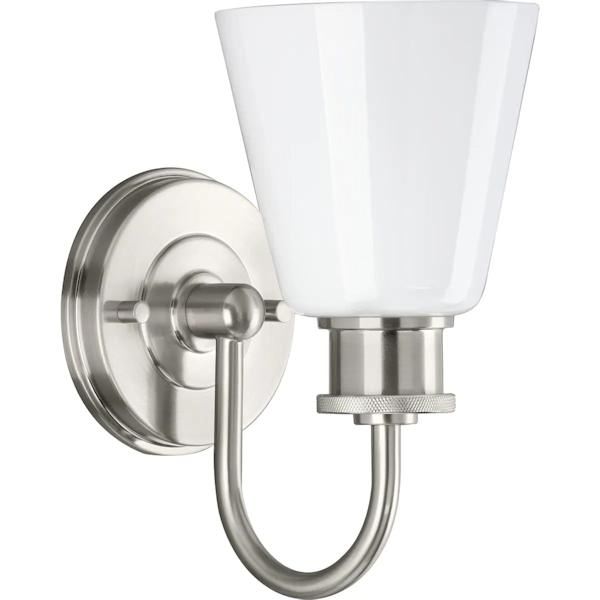 1 Light 120 volt Brushed Nickel Vanity Opal Glass Light Fixture 2