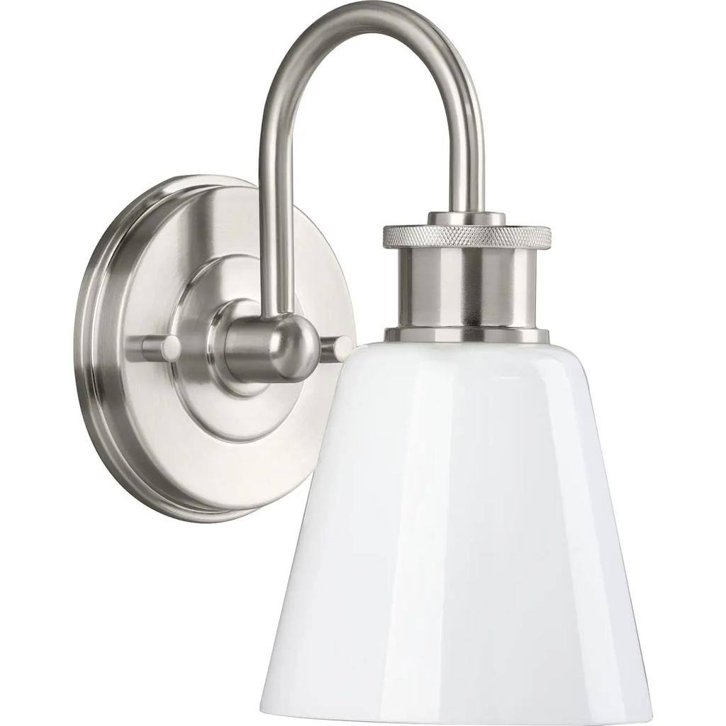 1 Light 120 volt Brushed Nickel Vanity Opal Glass Light Fixture 1