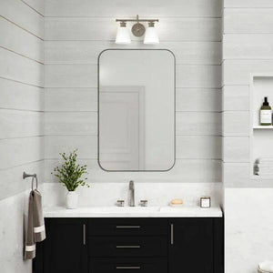 2 Light 120 volt Brushed Nickel Vanity Opal Glass Light Fixture 3