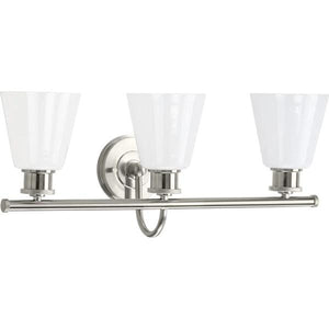 3 Light 120 volt Brushed Nickel Vanity Opal Glass Light Fixture 2