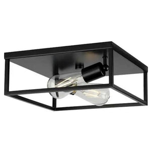 2 Light 120 volt Matte Black Ceiling Flush Mount Light Fixture 1