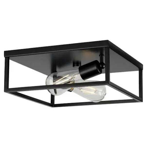 2 Light 120 volt Matte Black Ceiling Flush Mount Light Fixture 1