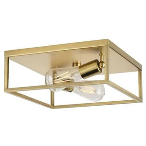 2 Light 120 volt Satin Brass Ceiling Light Fixture 1