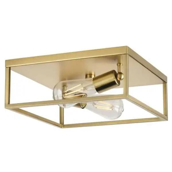 2 Light 120 volt Satin Brass Ceiling Light Fixture 1