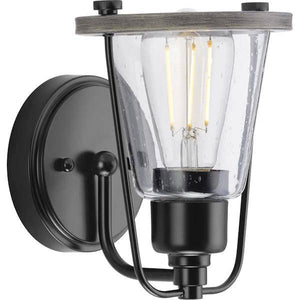1 Light 120 volt Matte Black Vanity Clear Seeded Glass Light Fixture 2