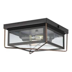 2 Light Antique Bronze with Clear Seeded Glass Light Fixture 1