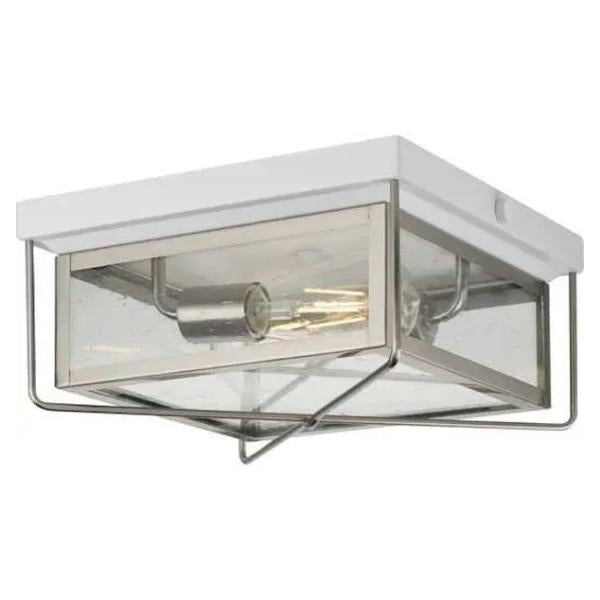2 Light Stainless Steel with Clear Seeded Glass Light Fixture 1