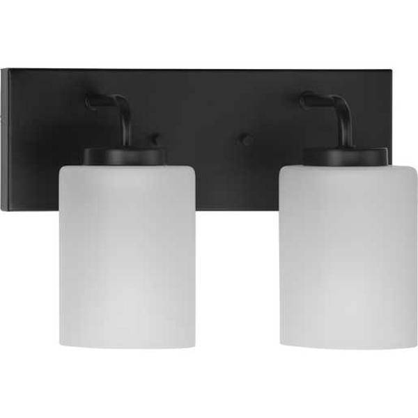 2 Light 120 volt Matte Black Vanity Etched Glass Light Fixture 2