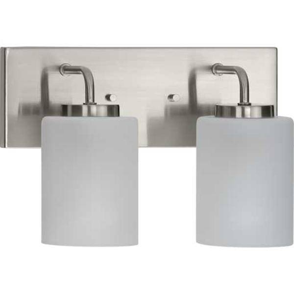 2 Light 120 volt Brushed Nickel Vanity Etched Glass Light Fixture 2