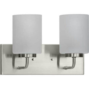 2 Light 120 volt Brushed Nickel Vanity Etched Glass Light Fixture 1