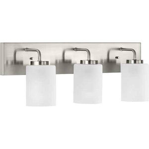 3 Light 120 volt Brushed Nickel Vanity Etched Glass Light Fixture 2