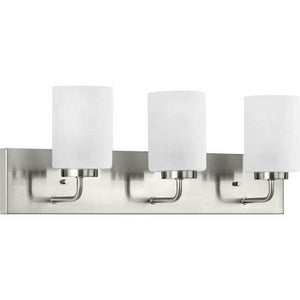 3 Light 120 volt Brushed Nickel Vanity Etched Glass Light Fixture 1